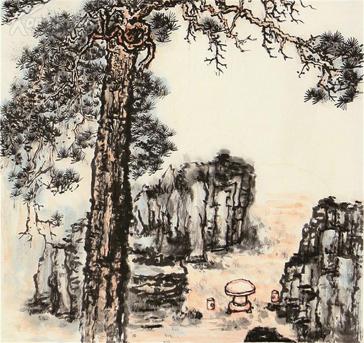 钱松岩 香山 老松树q