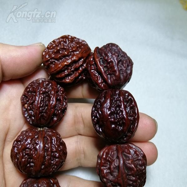 核桃手串】精品【雅玩珍品】纹理细密 包浆古旧 年代久远 已经玉化 越