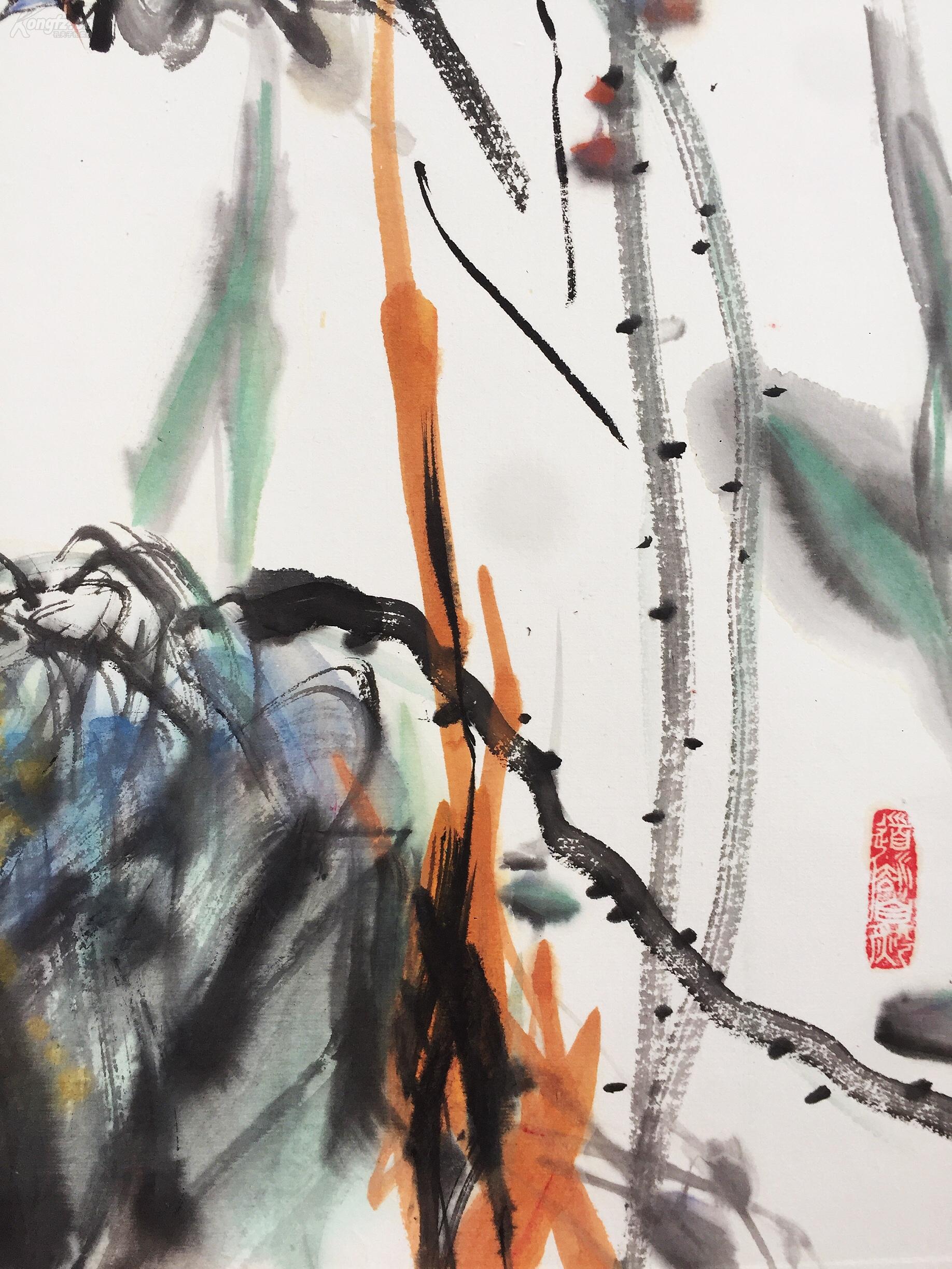 小趣 尚贤书画真迹【大写意花鸟画(已托裱)