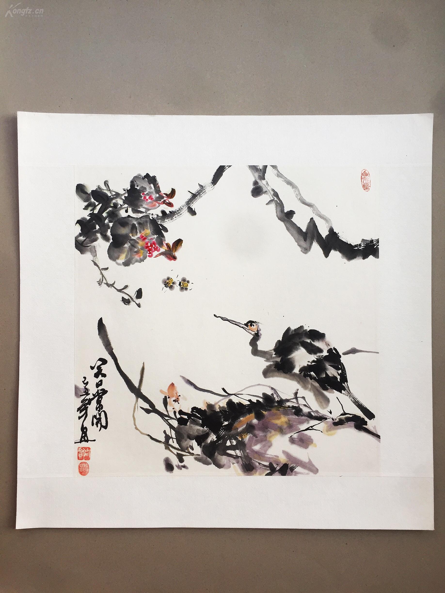 笑口常开 尚贤书画真迹【大写意花鸟画(已托裱)