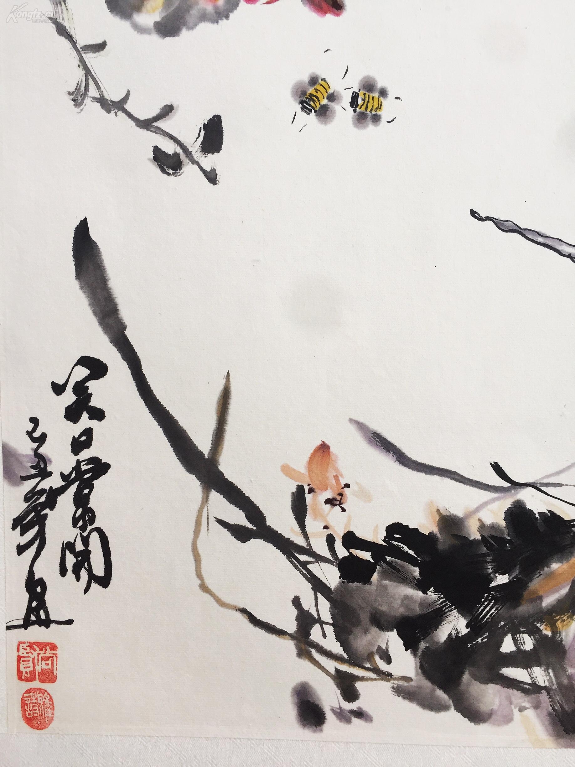 笑口常开 尚贤书画真迹【大写意花鸟画(已托裱)