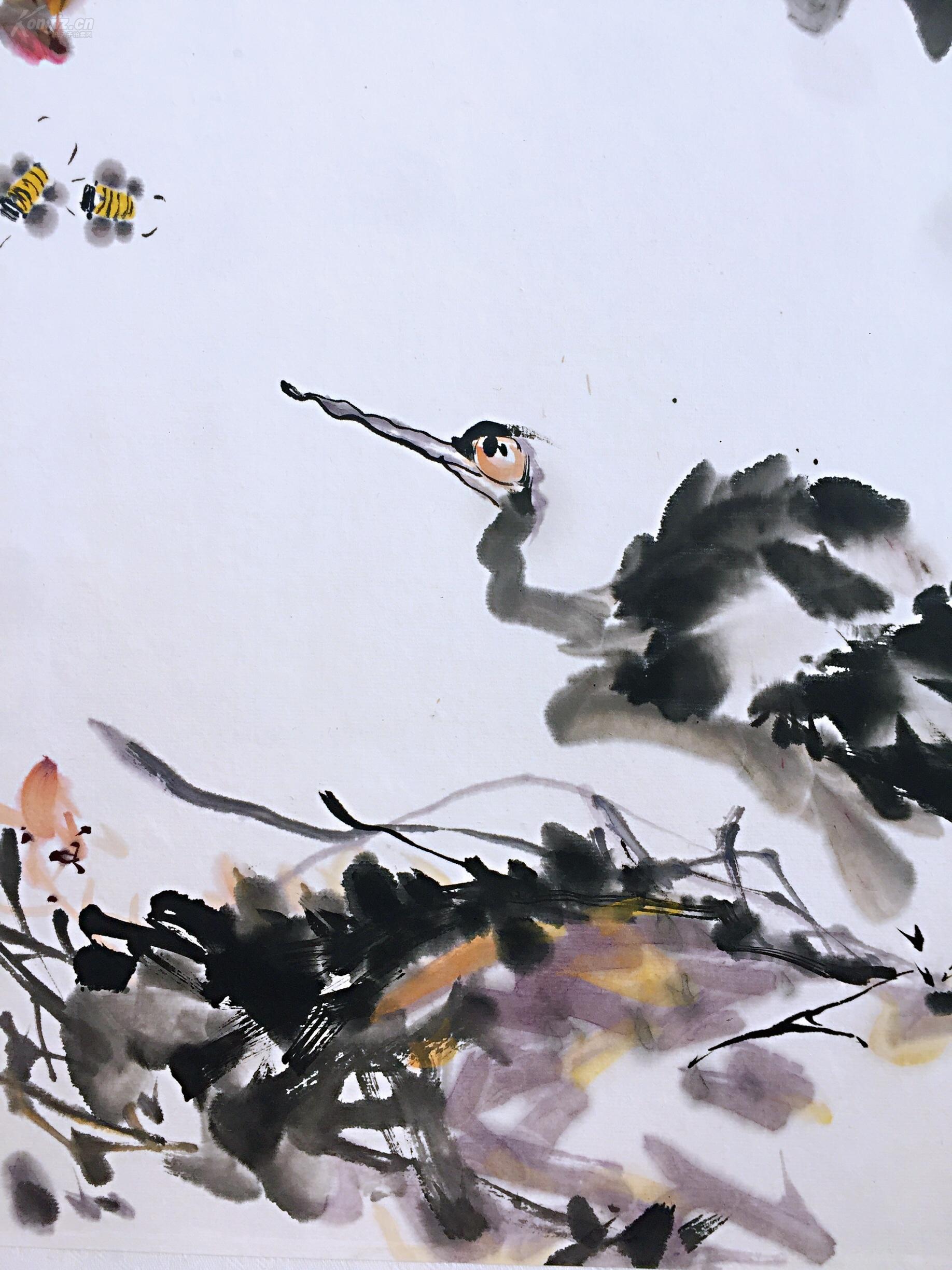 笑口常开 尚贤书画真迹【大写意花鸟画(已托裱)