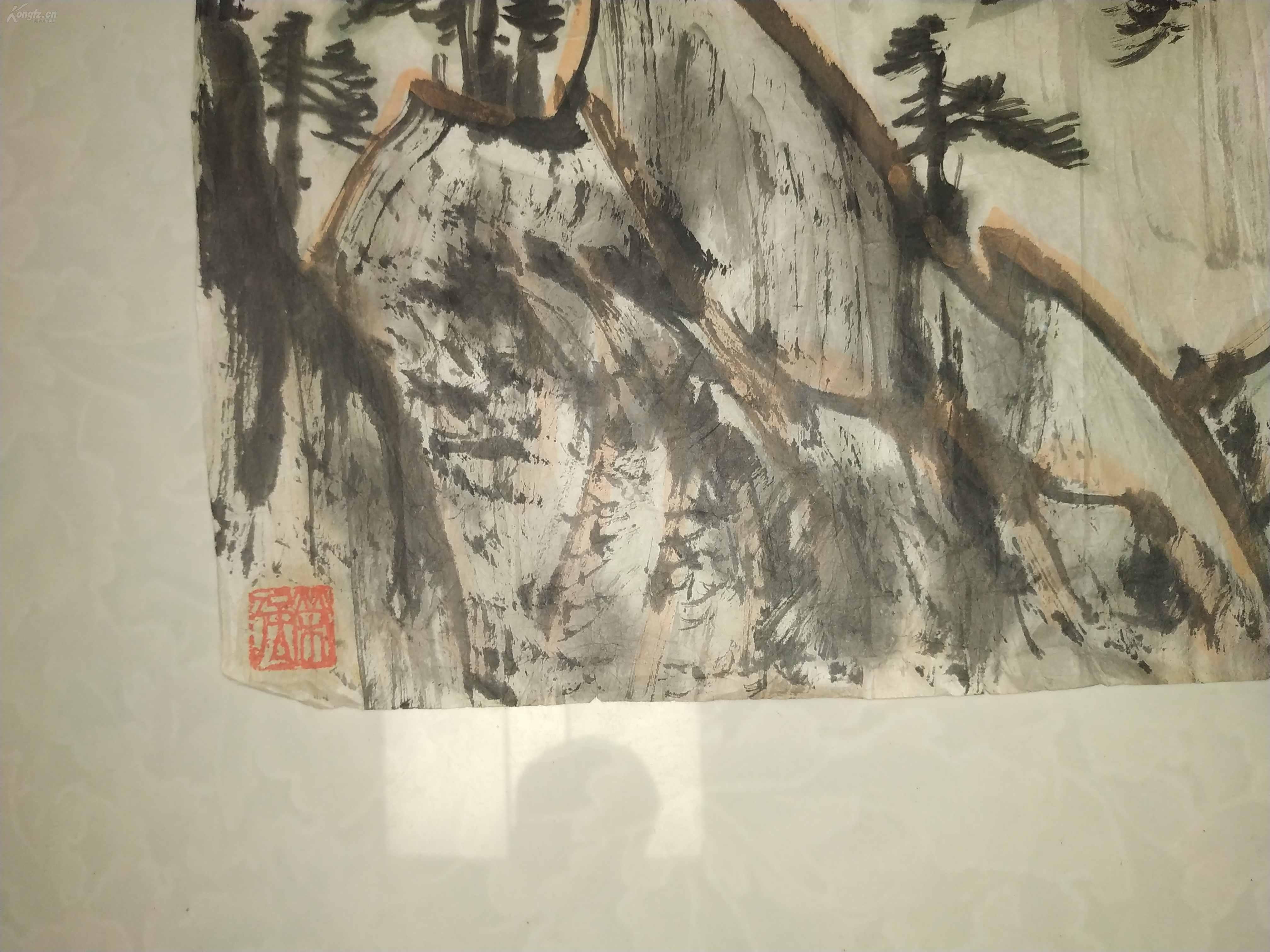 陕西著名画家翟荣强老先生1987年力作迎客松