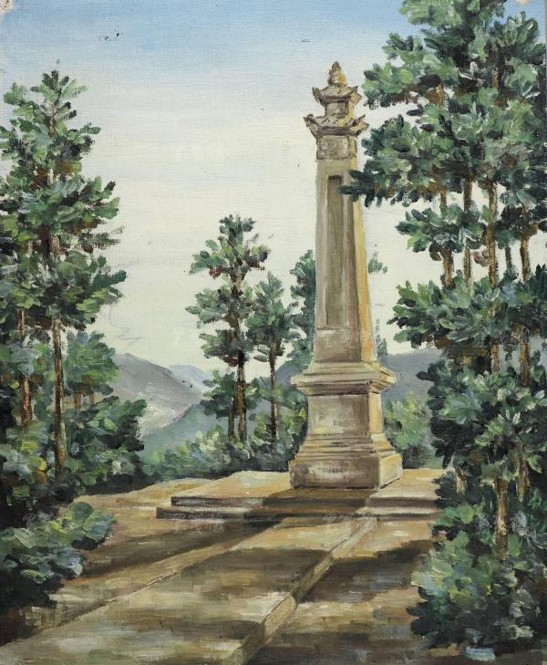 著名油画家,原杭州市归国华侨联合会副主席 林达川 油画作品"纪念碑"