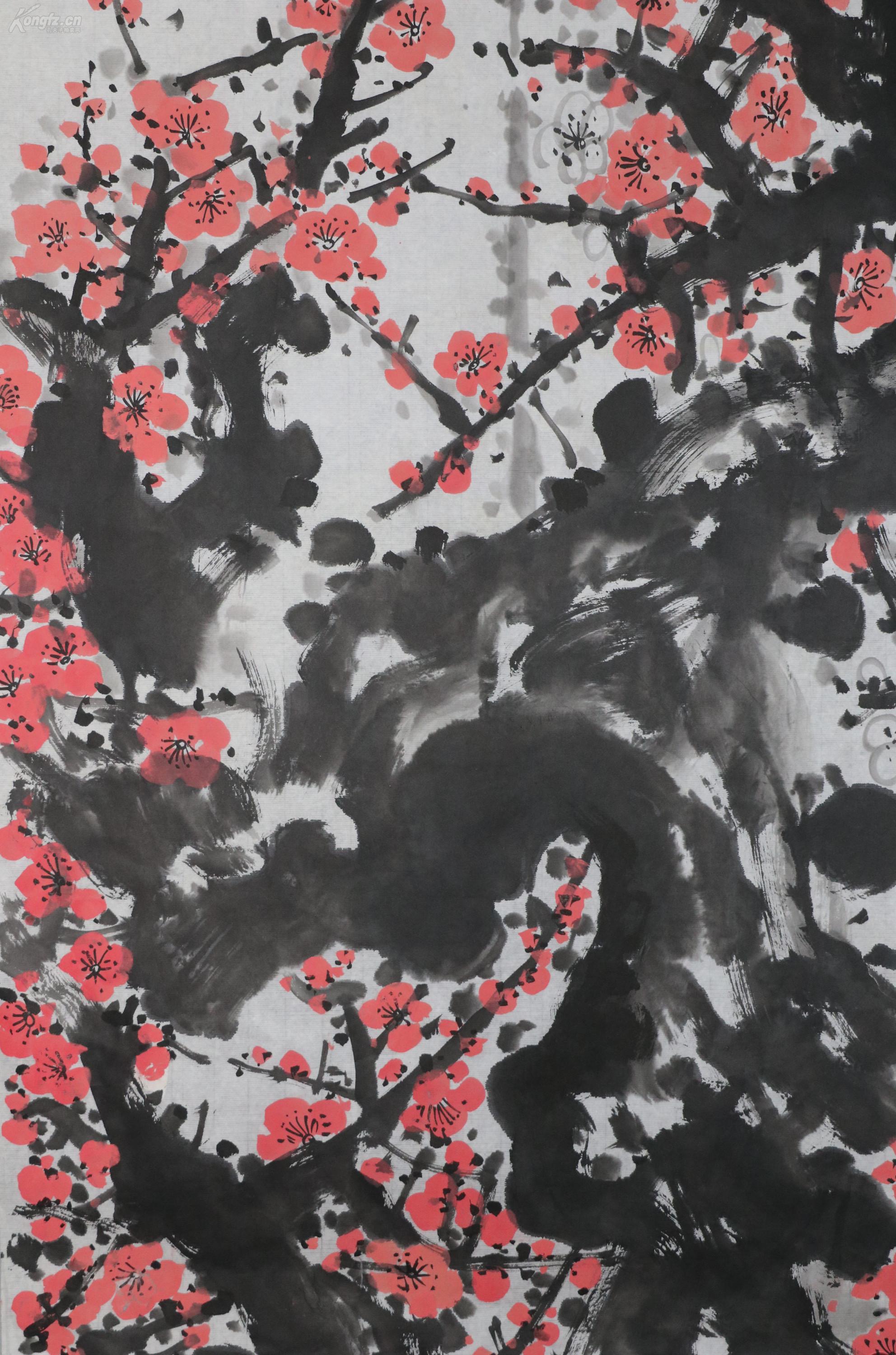 岭南老画家【关山月】梅花通景四条屏