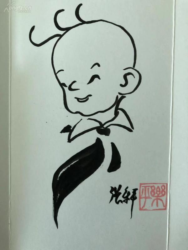 张乐平亲笔画三毛贺年卡