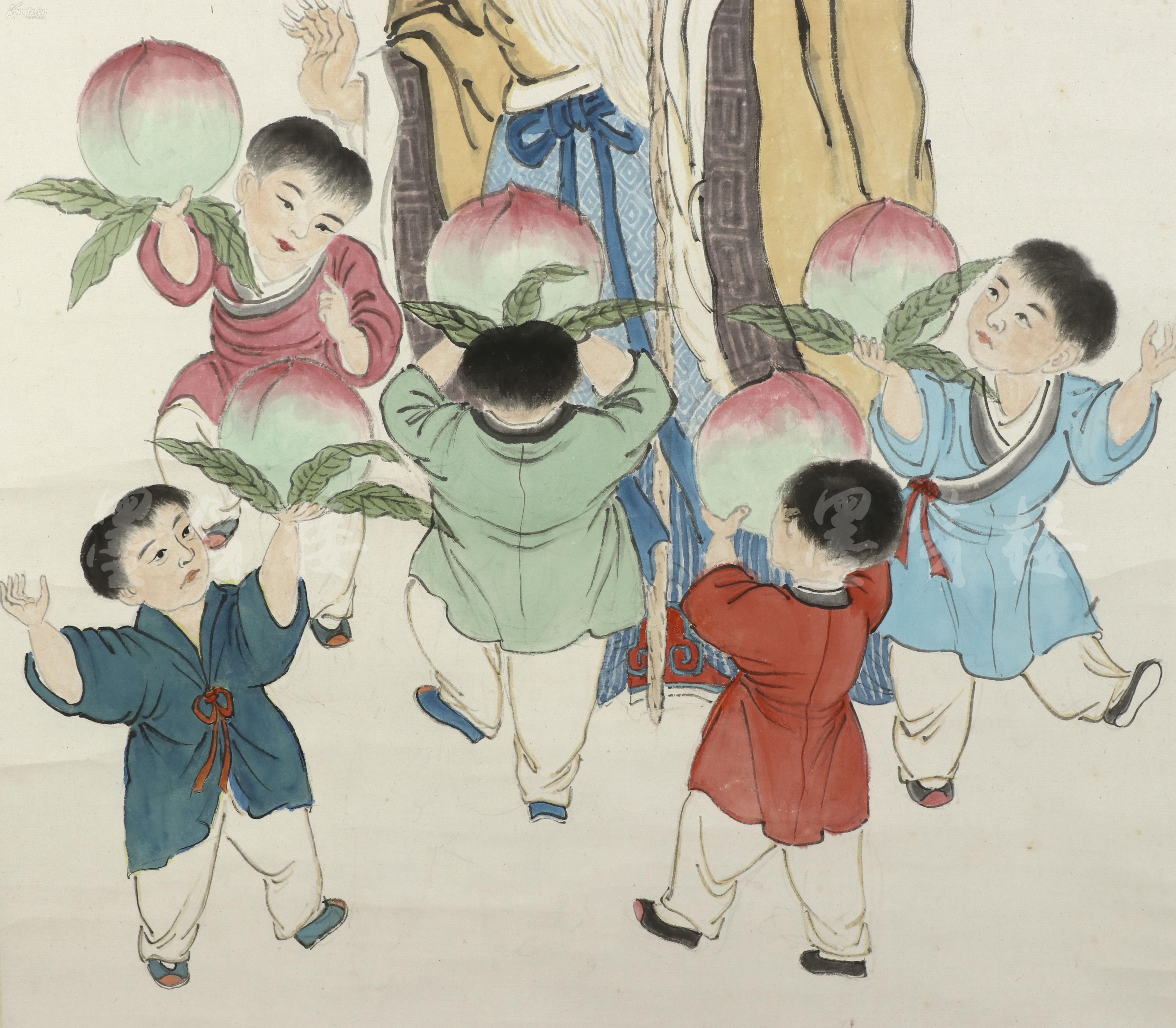 著名诗词家,书画家,原上海诗词学会常务理事 王退斋 国画作品《献寿图