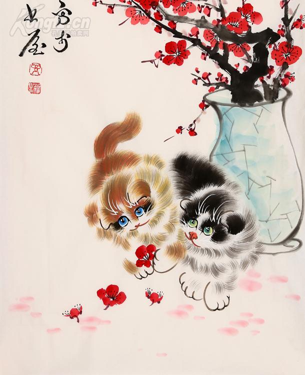 孙菊生 小猫戏梅花