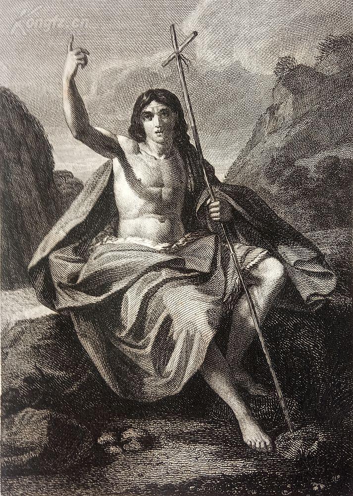 1821年铜版画施洗者圣约翰stjohannes出自盖尔奇诺作品维也纳美景宫