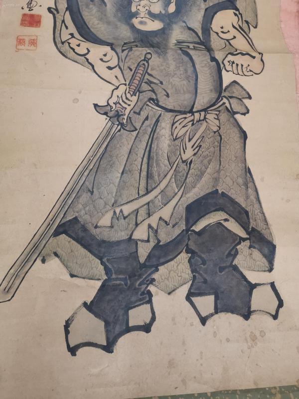 180厘米高54厘米宽,适合家里,商铺,办公室的老画《道教画之钟馗水墨画