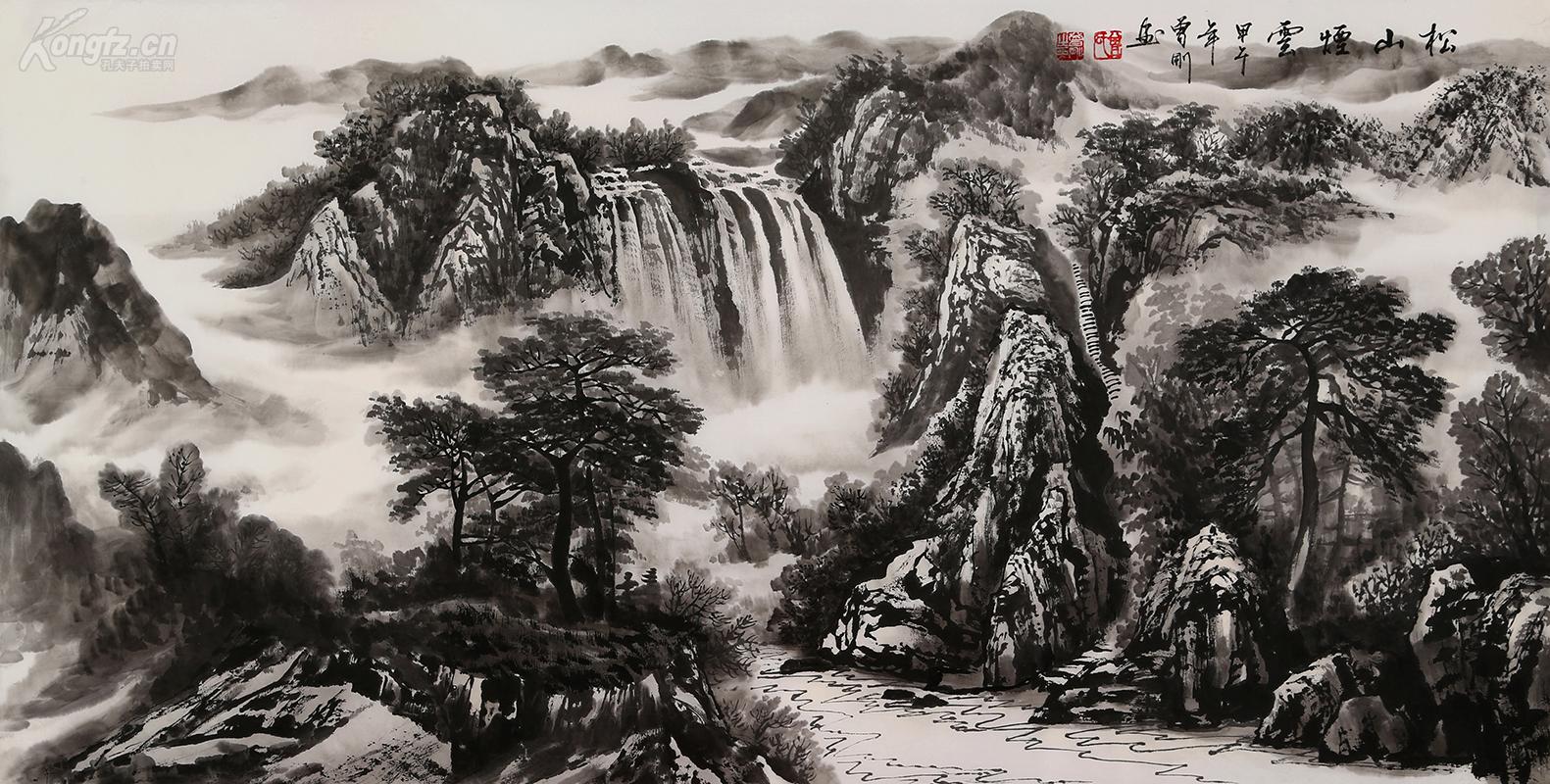 著名画家 曾刚 松山烟云
