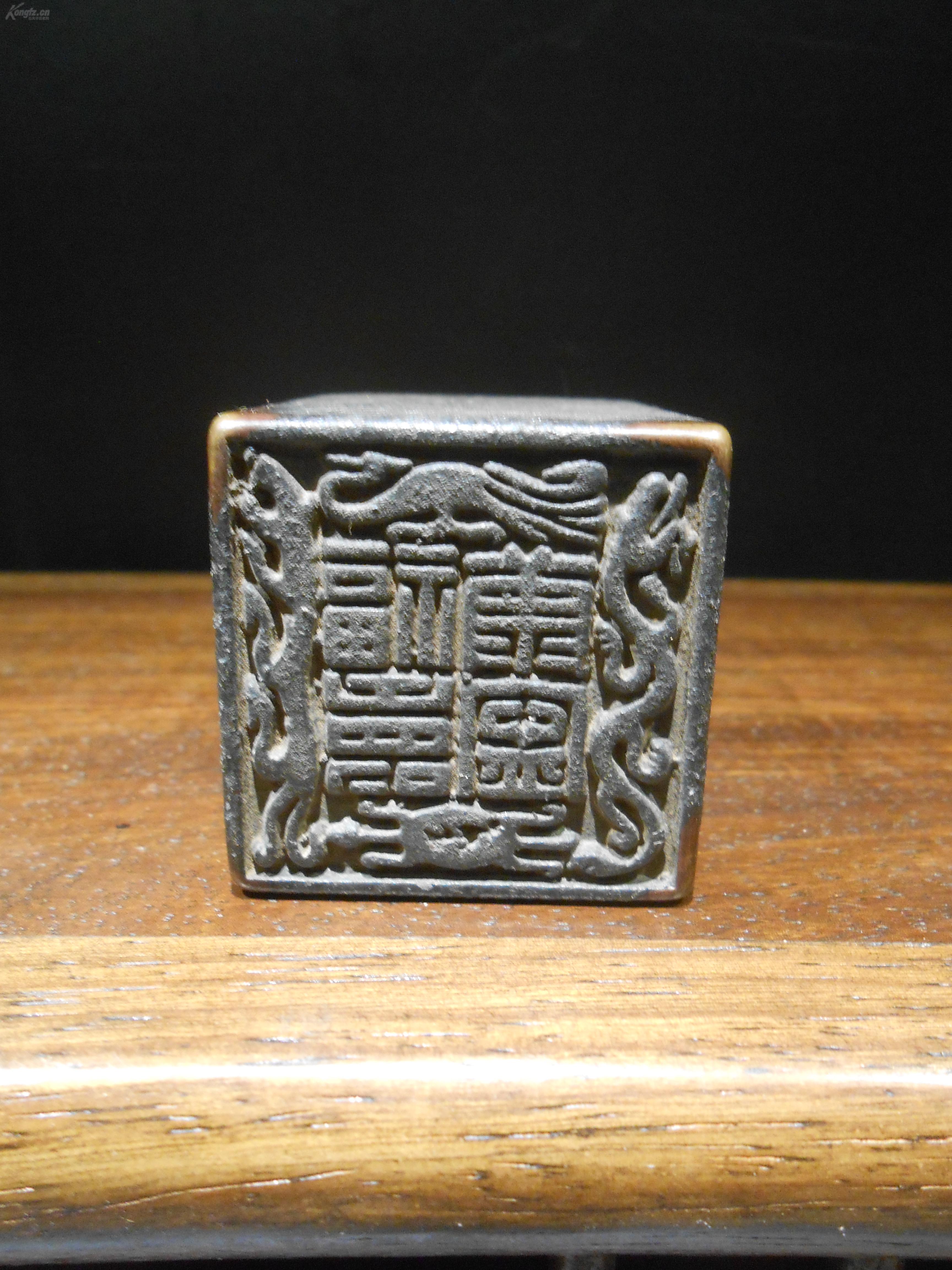 印章,篆刻福寿康宁及上古四神兽青龙,白虎,朱雀,玄武图案,顶部雕刻四