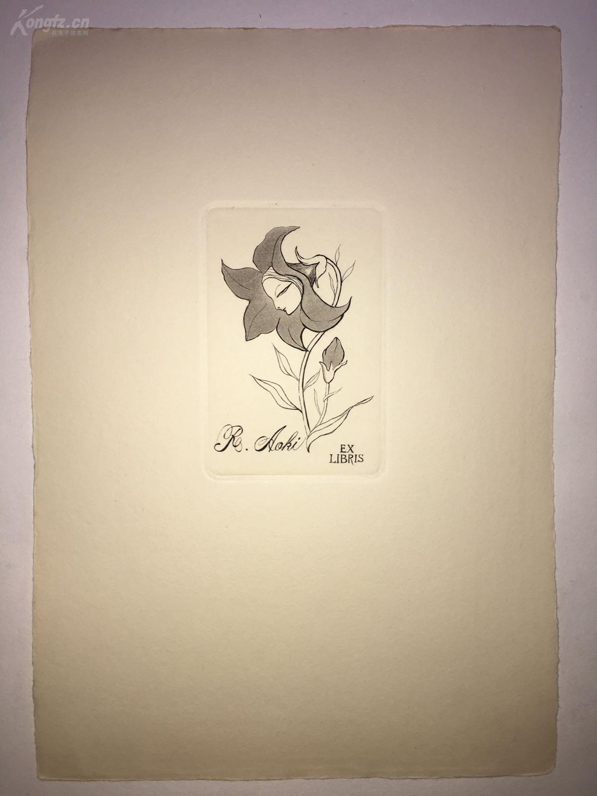 佚名铜刻版画"花仙子"藏书票