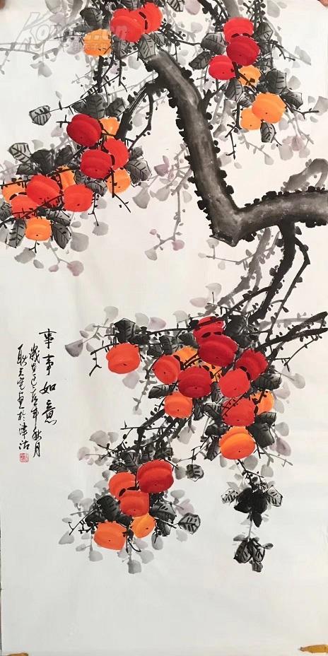s 精品国画竖幅 四尺花鸟 事事如意 134x70