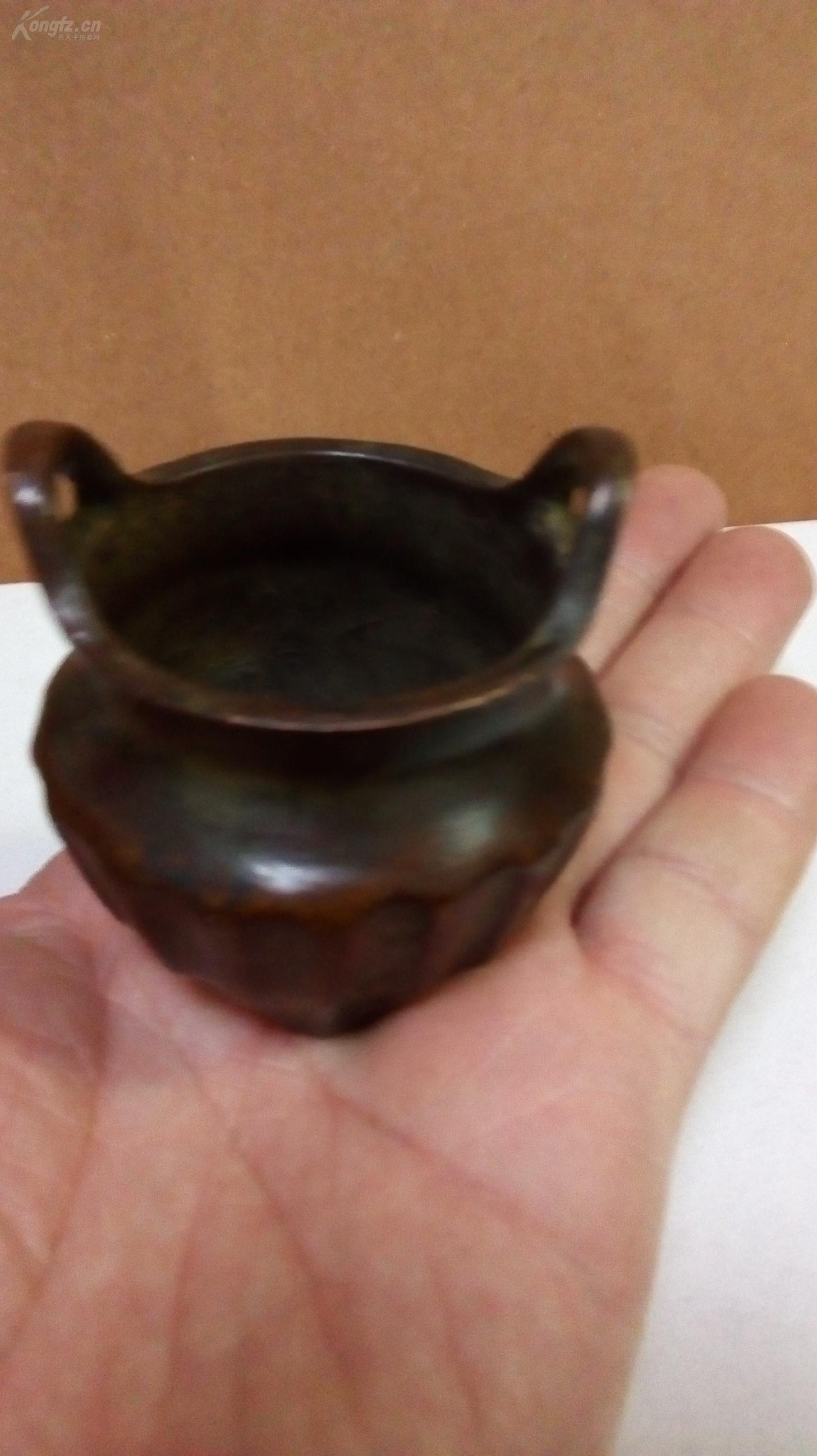 焚香,烹茶,抚琴,挂画,铜炉"文房之首器,铜香炉挂《双耳瓜纹禅字炉》