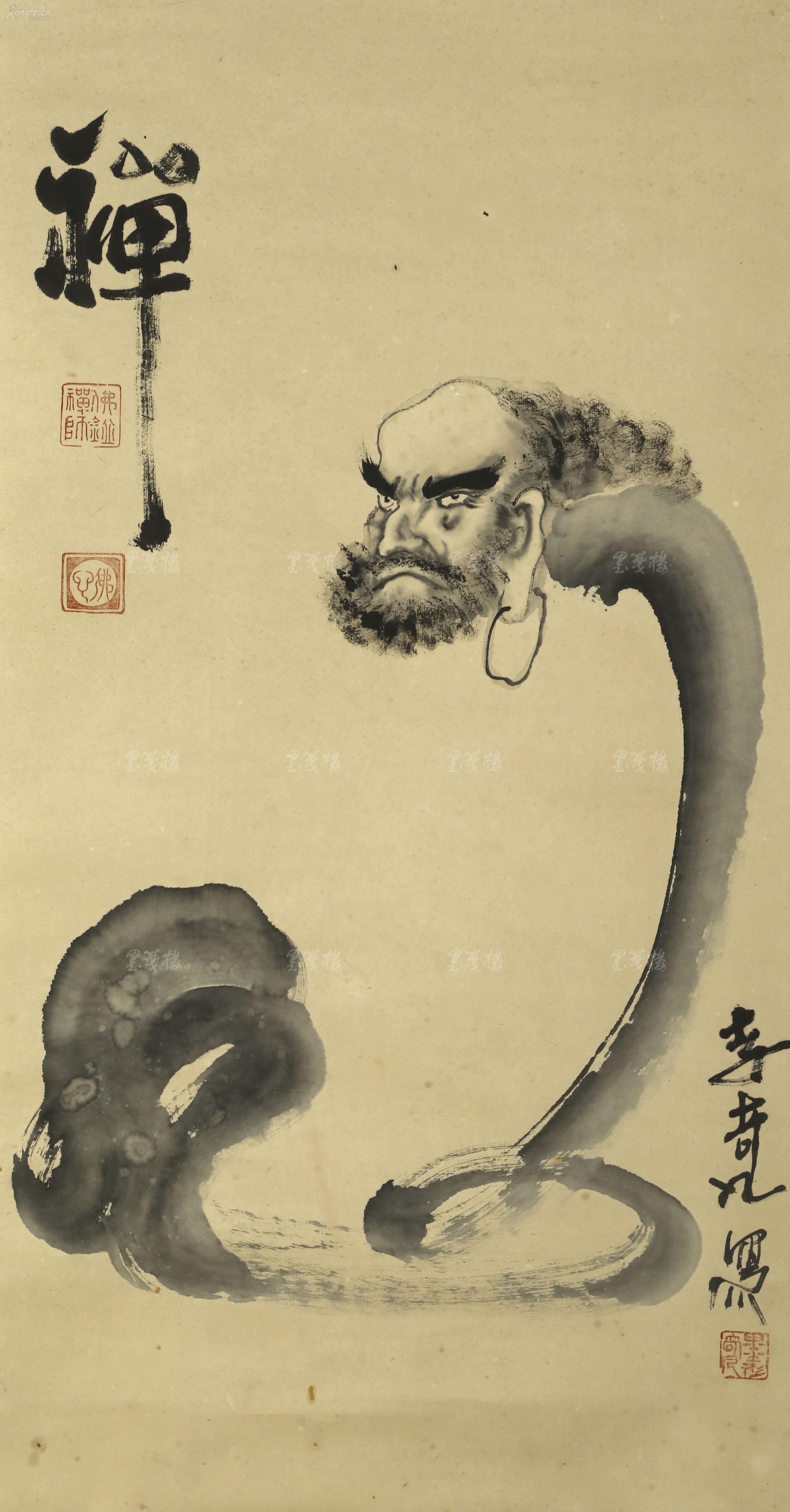 书画院院长,天津美院客座教授 李奇凡 水墨画作品《禅》一幅(纸本立轴