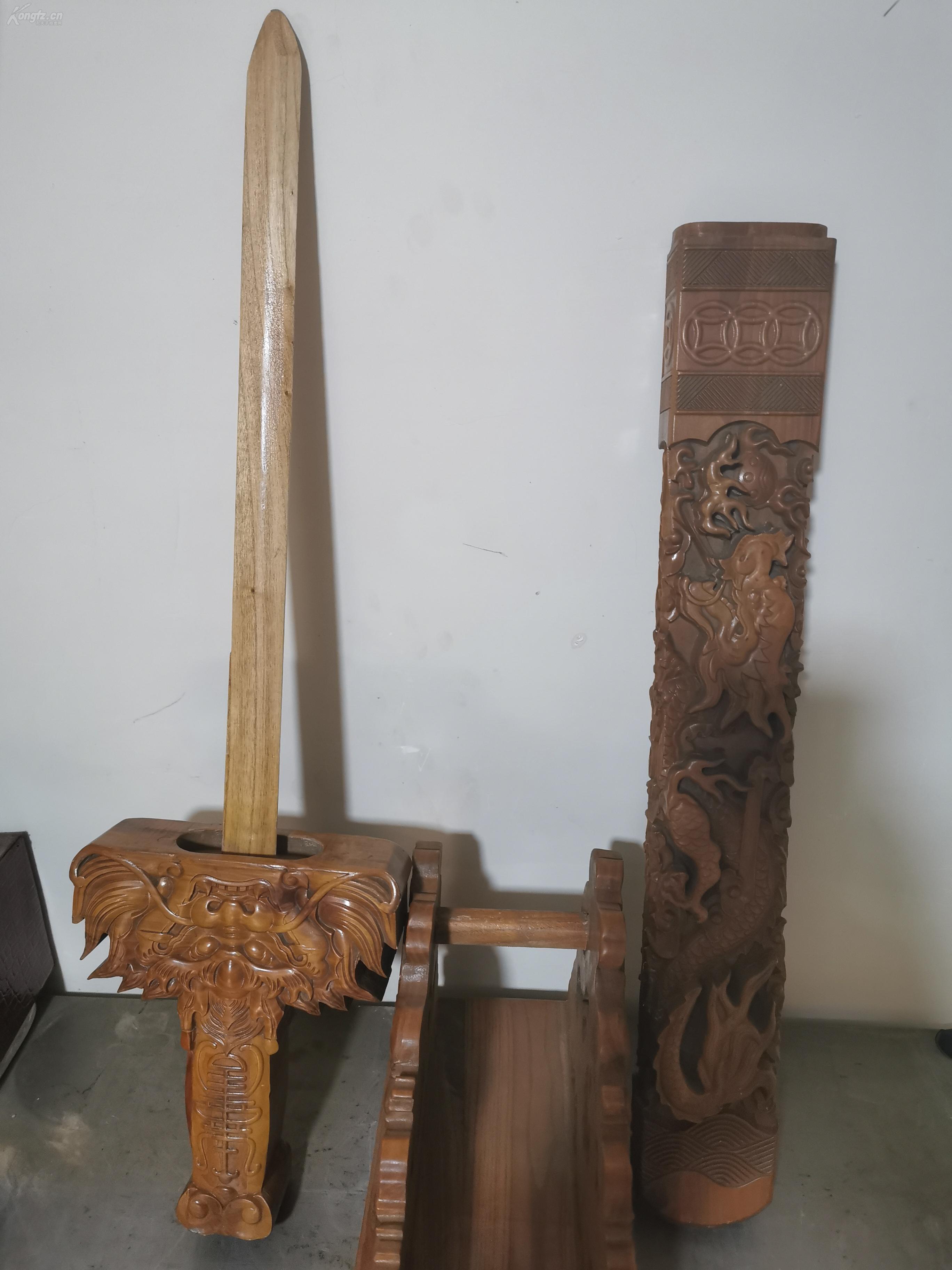 长80cm,总重10斤,剑鞘浮雕祥云图案,雕刻龙纹,桃木辟邪,正宗山东肥城