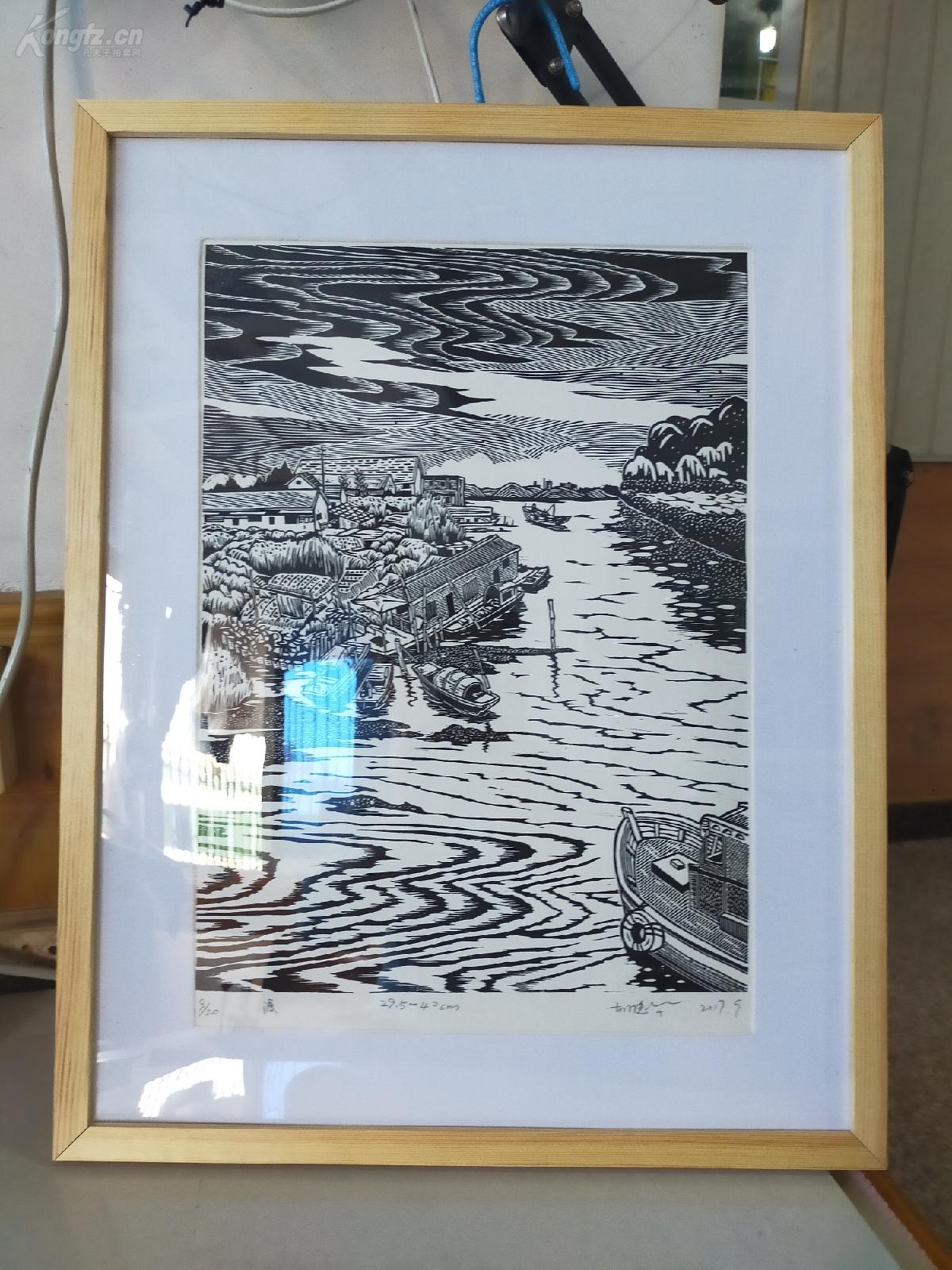 黑白木刻版画(装饰画)