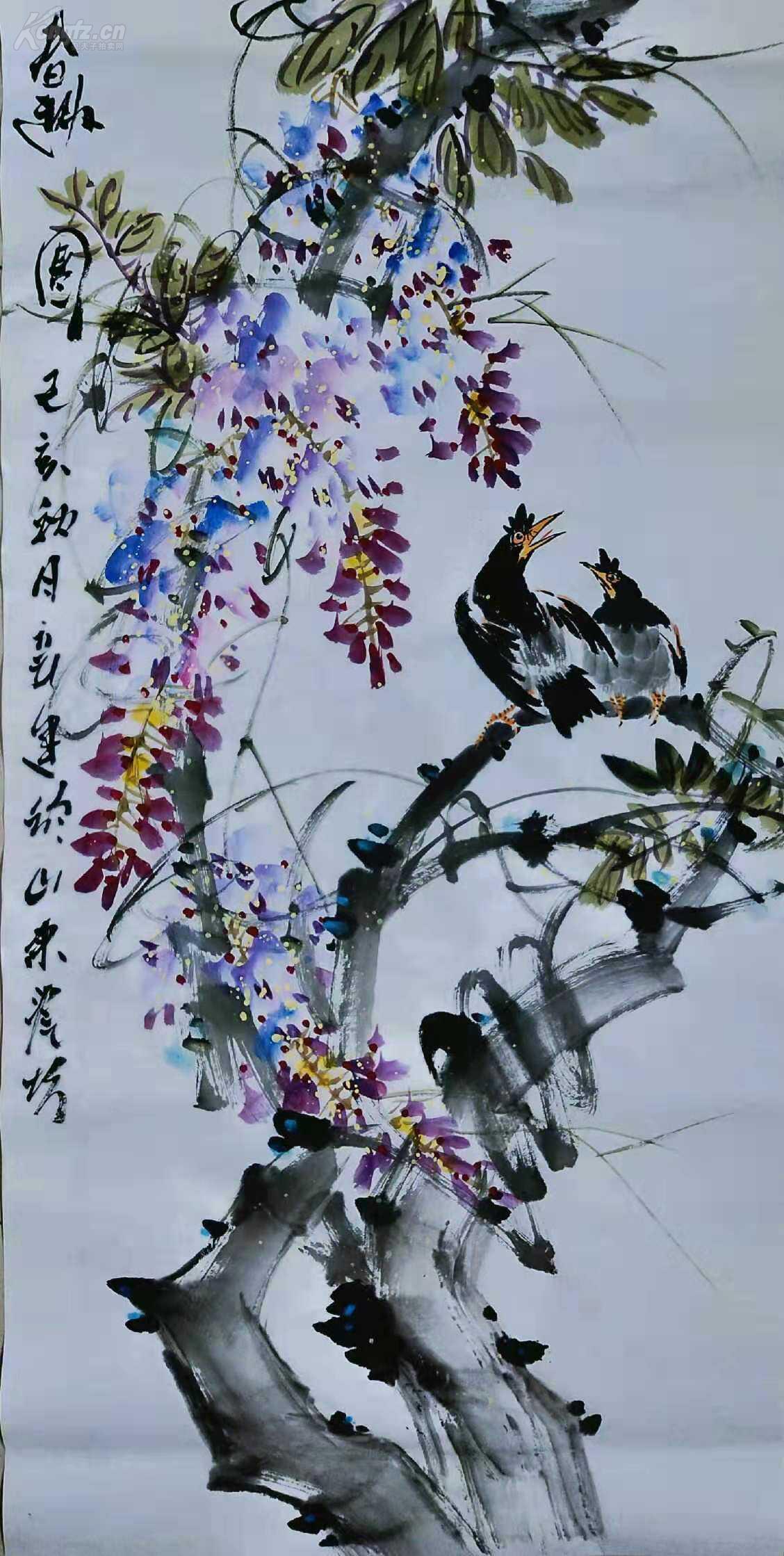 国画紫藤【纯手绘】
