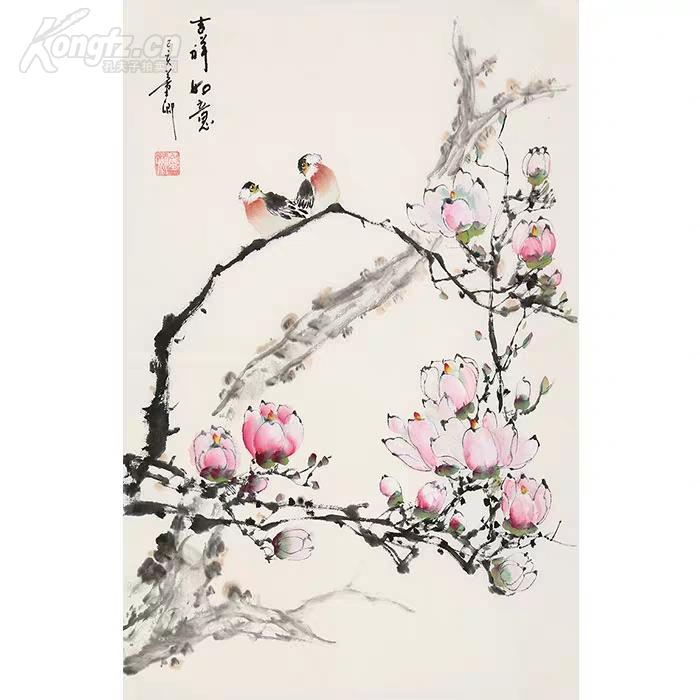 中国中央电视台节目主持人董卿花鸟画作品收藏送相片