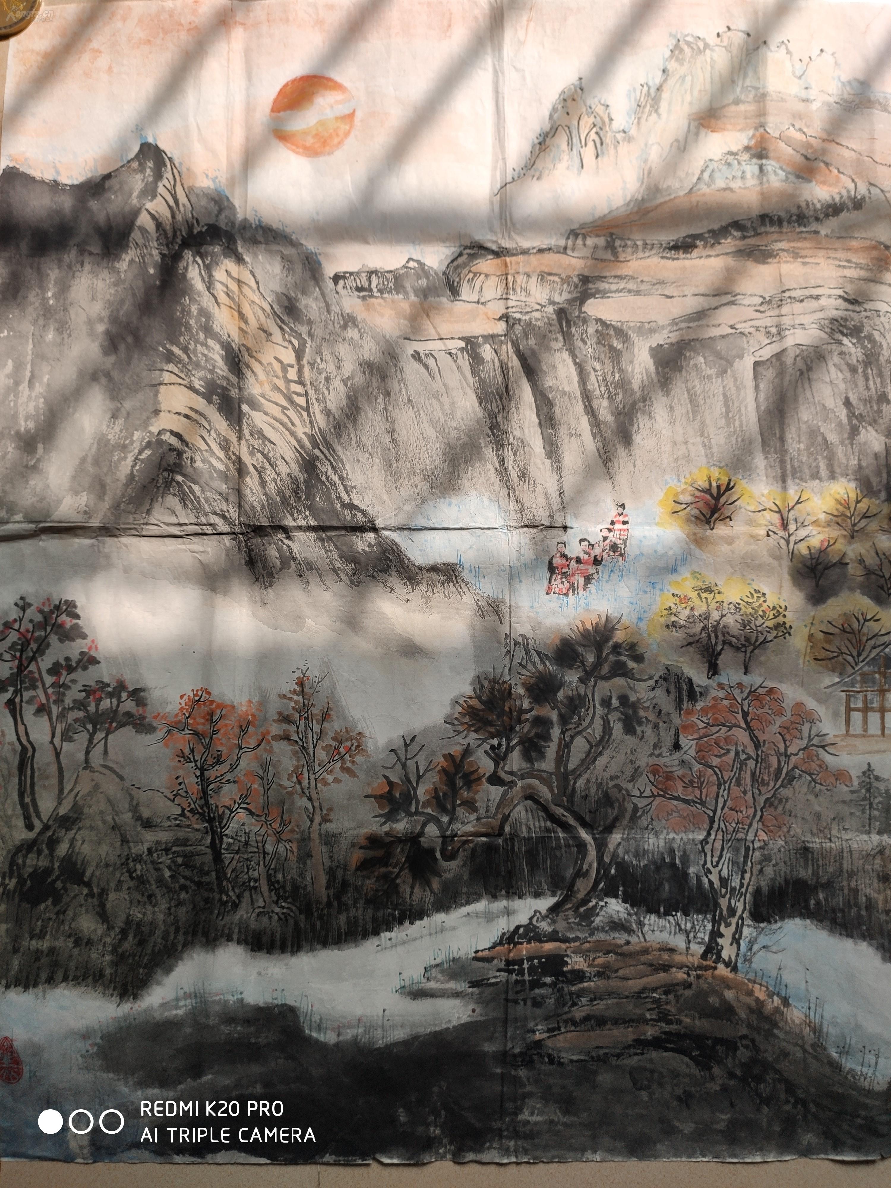 【世外桃源】,广西山水名家【蒋世范】作品,软片,纯手绘保真!
