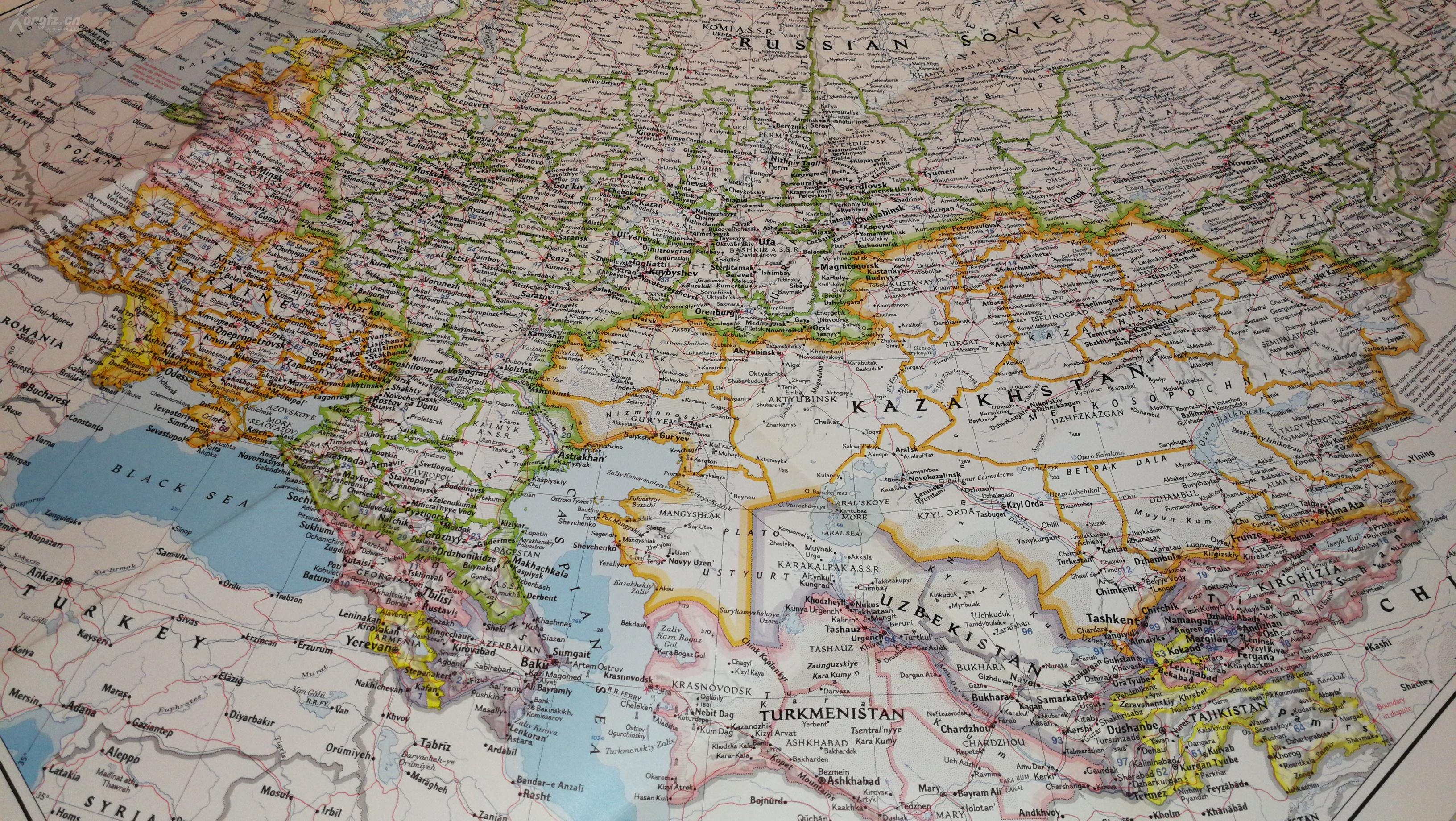 地球上最后一张正规版苏联地图,国家地理杂志1990年苏联纪念专版,大