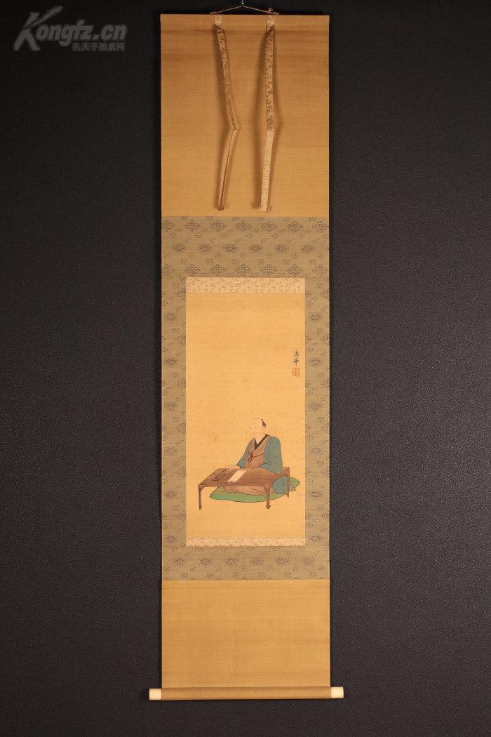 原装旧裱日本著名画家圆山应举17331795人物图绢本立轴一件书画回流