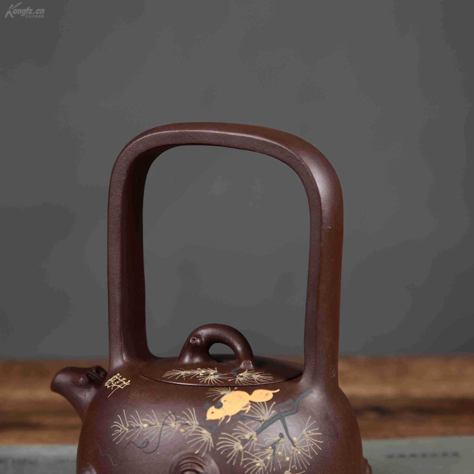正品全手工提梁壶紫砂手绘宜兴茶具茶壶
