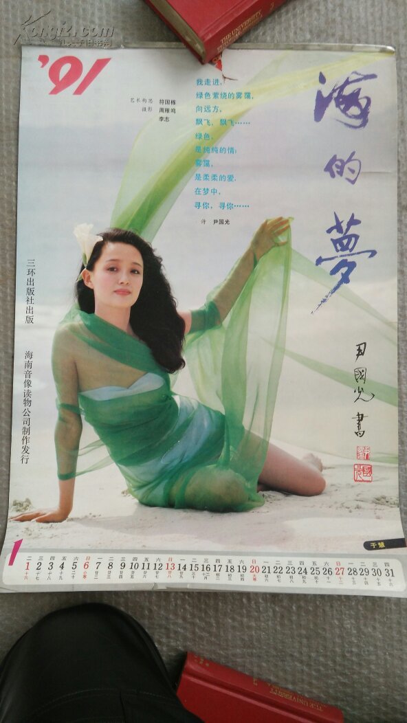 挂历:1991年海的梦(陈晓旭.于慧.史可.陈冲.白灵.邓婕