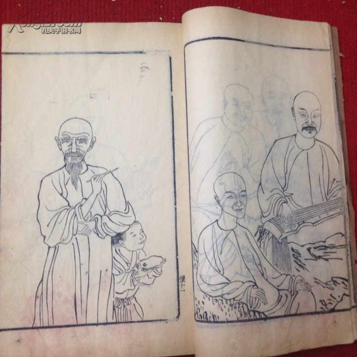 清代著名版画名著,精刻大开本《东轩吟社画像》原装1厚册全,版刻精到