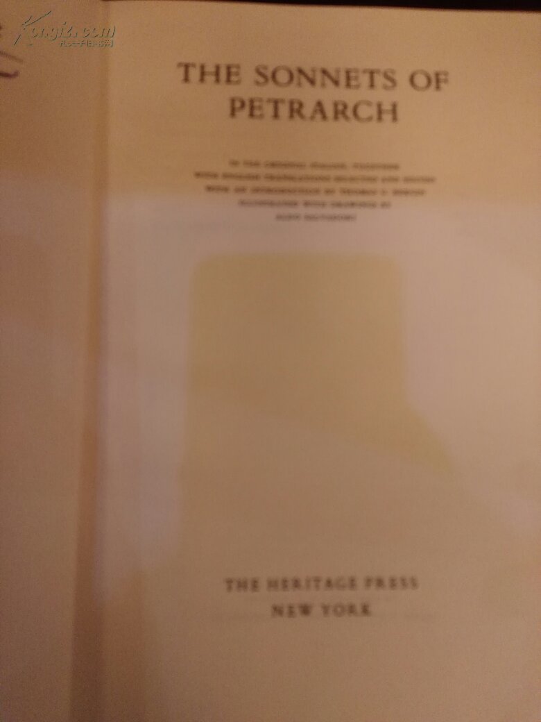 著名的heritage版:the sonnets of petrarch,(彼得拉克十四行诗,意英
