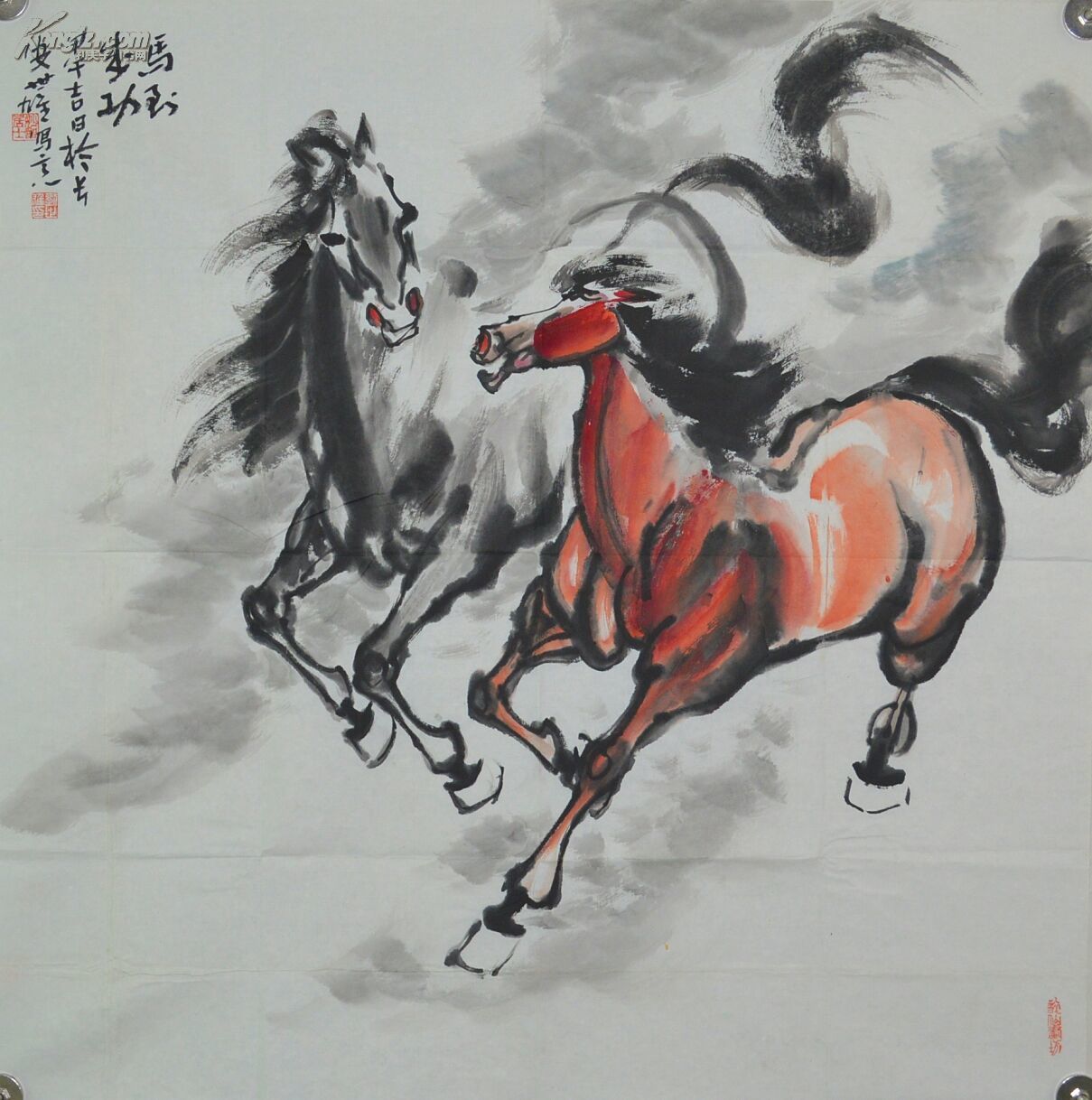 刘世雄,陕西亨元书画研究院院长,马到成功一副(保真)