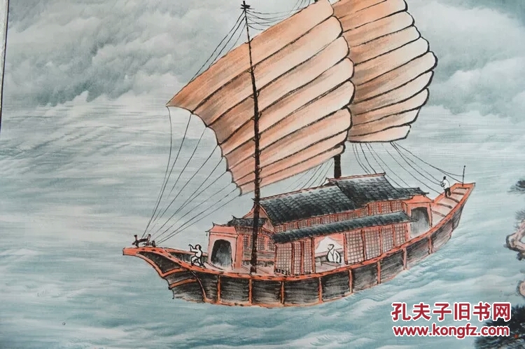 国画山水字画四尺条幅办公室客厅装饰顺风顺水一帆风顺