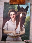 美女与马（油画  印刷品）