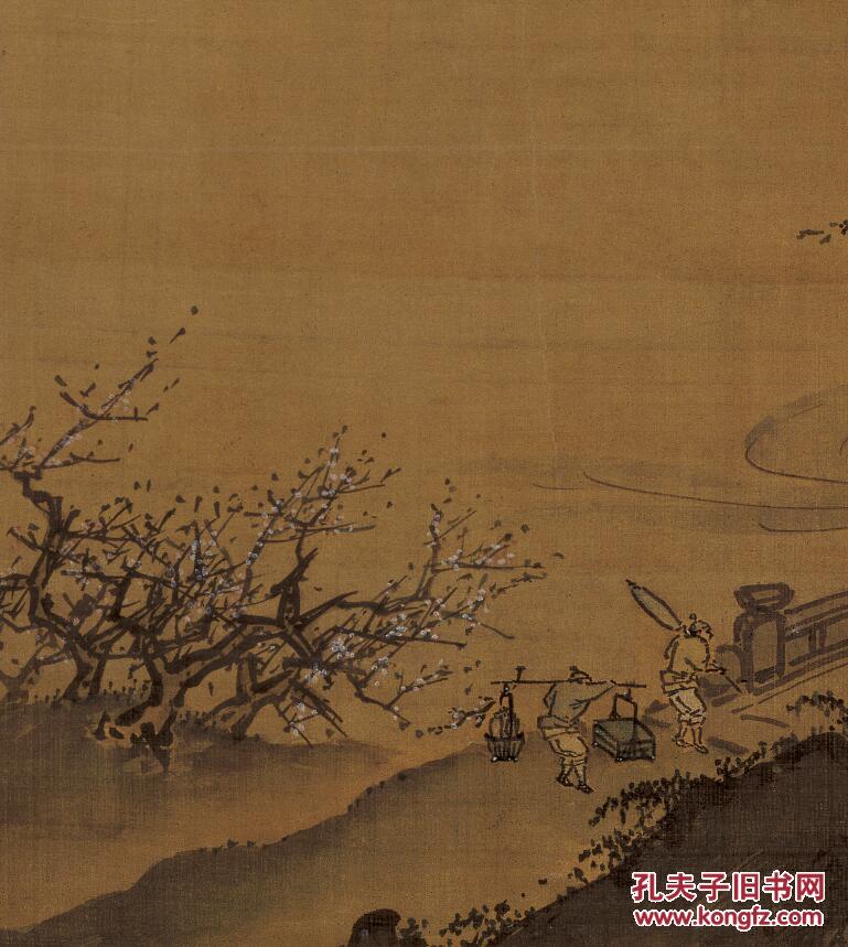 明戴进春游晚归图绢本1679x831公分宣纸全彩微喷印制定制产品不支持