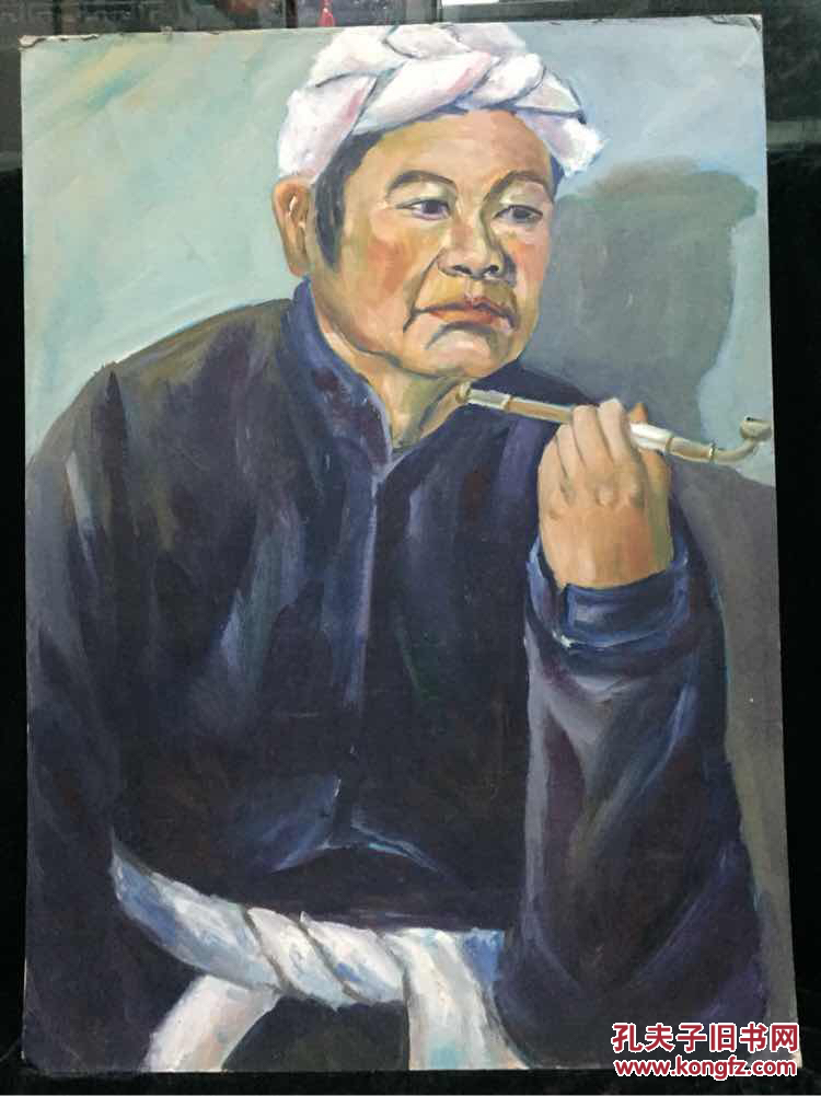 油画 陕北老农 人物肖像1