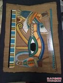 埃及法老艳后宫廷画风格，埃及国粹特色草纸画，彩绘有阿拉伯风格阿拉伯文签字，精美