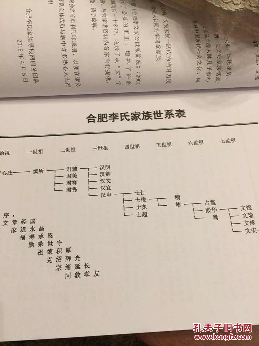 合肥李文安公世系简况(李鸿章家谱老六房)