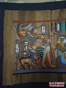 埃及法老艳后宫廷两人彩色头像，埃及国粹特色草纸画，彩绘有阿拉伯风格阿拉伯文签名，精美