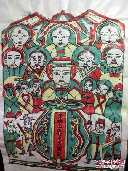 山东曹州木版年画-四色套印.《老天爷》1