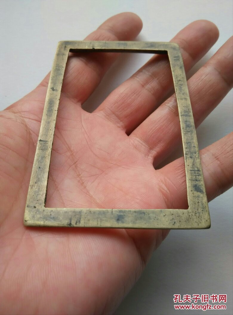 清代刻花小型铜仿圈印规镇纸压尺镇尺老铜件铜器文房书画用品