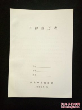 干部履历表(1999年制 空白未使用)