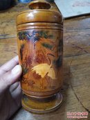 七八十年代木质茶叶罐――烫画加色