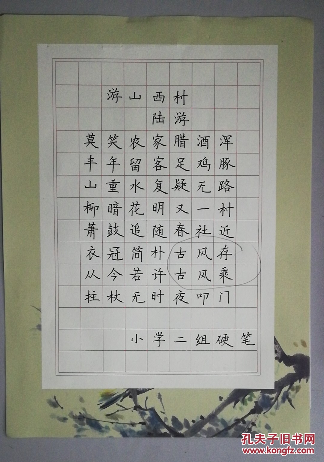 小学生硬笔书法作品图片大全