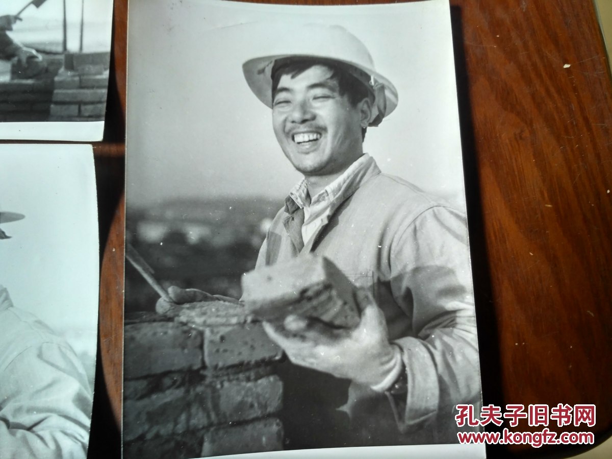 80年代建筑工人照片一组5张合售(金华老照片收藏)