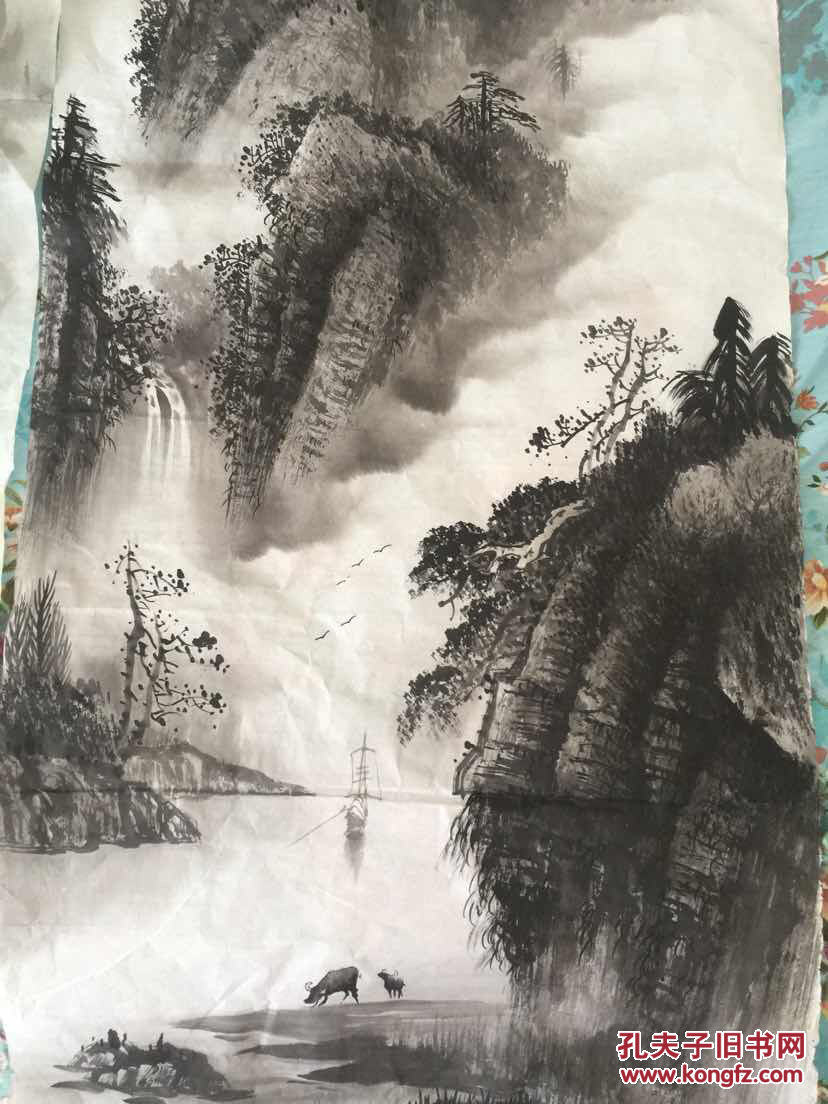 南昌旧书资料店所得水墨山水二张,小幅有款,大幅无款