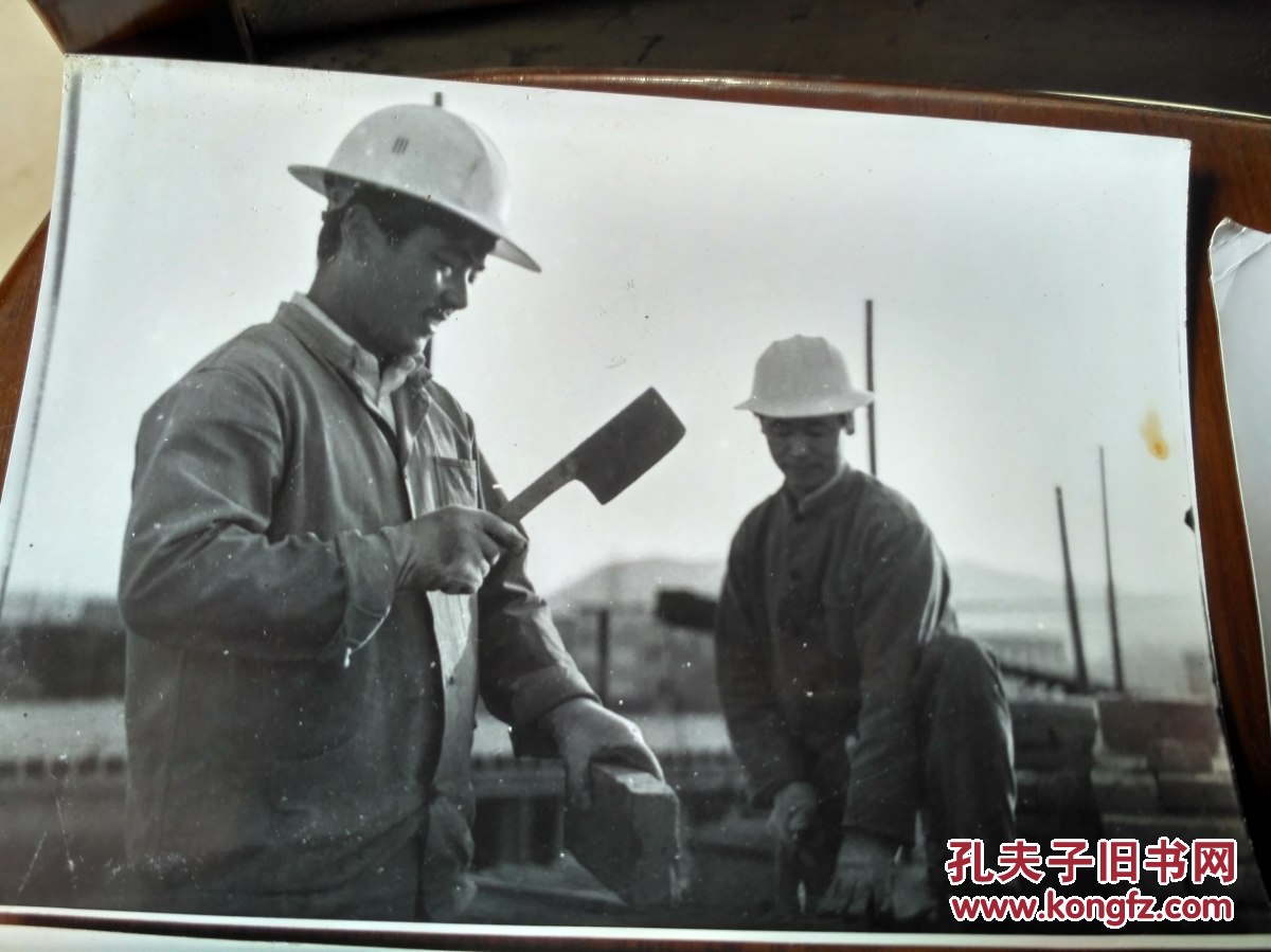 80年代建筑工人照片一组5张合售(金华老照片收藏)