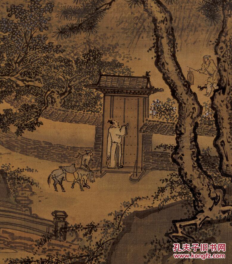 明戴进春游晚归图绢本1679x831公分宣纸全彩微喷印制定制产品不支持