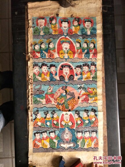 清代.道教神仙水陆画-总圣 85*37.5cm