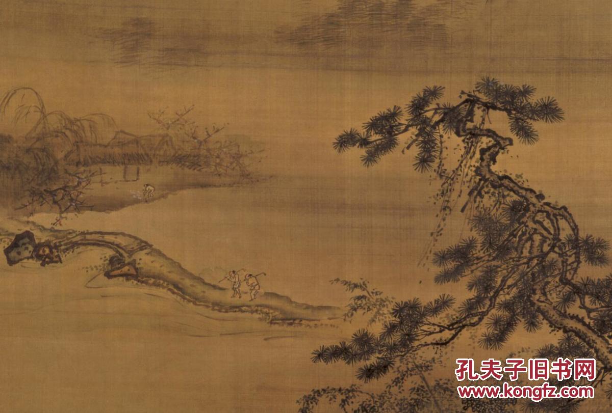 明戴进春游晚归图绢本1679x831公分宣纸全彩微喷印制定制产品不支持